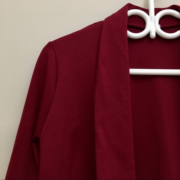 SUZY SHIER Red Cropped Open Front Blazer Jacket - Picture 3 of 6